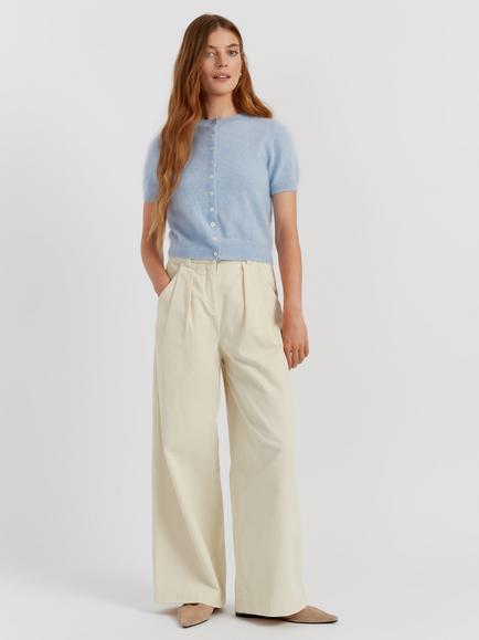 Chinti & Parker Button Down Pure Brushed Cashmere Top, Baby Blue