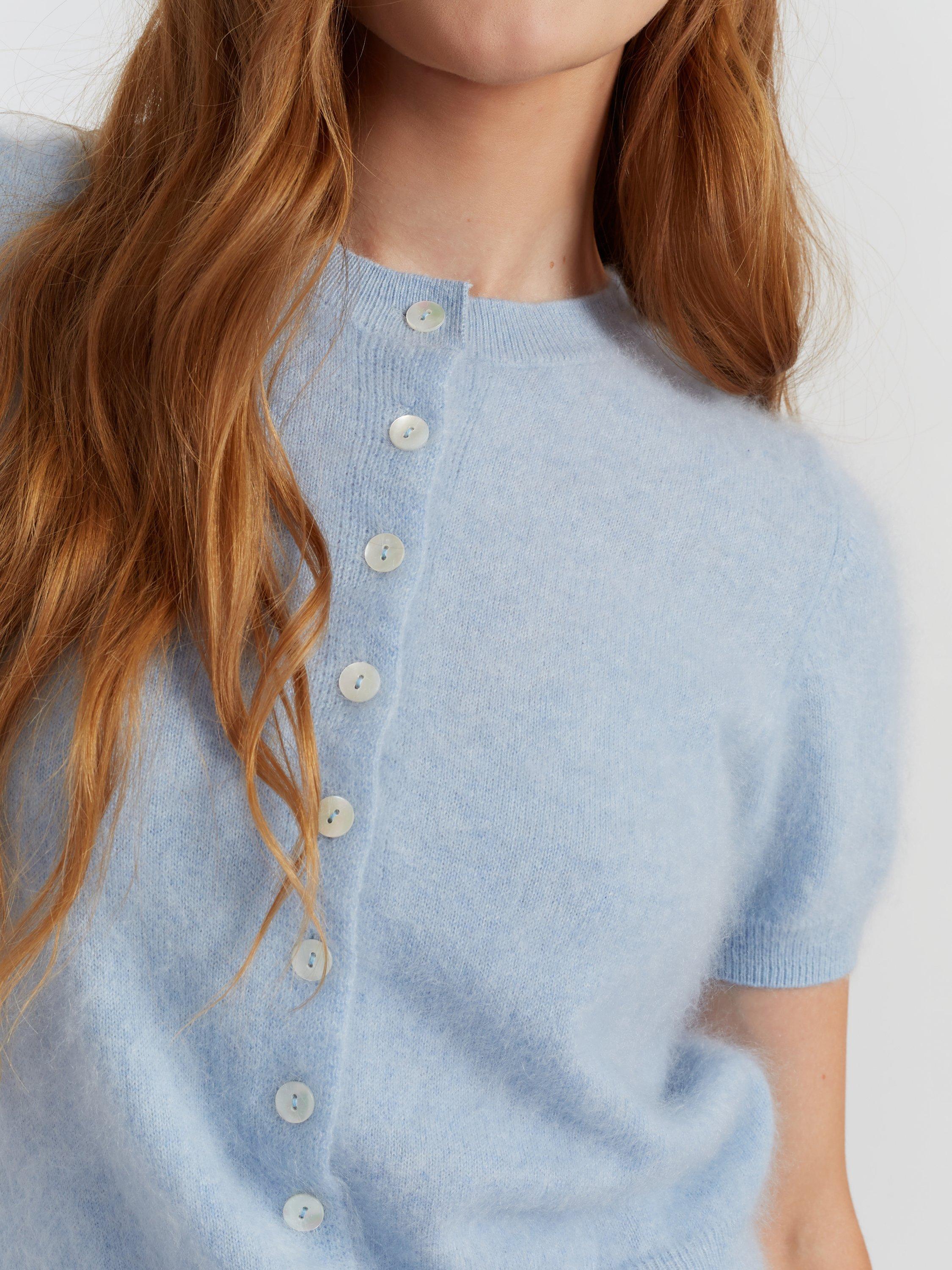 Product image 5 of 5, which shows Chinti & Parker Button Down Pure Brushed Cashmere Top, Baby Blue, XS
