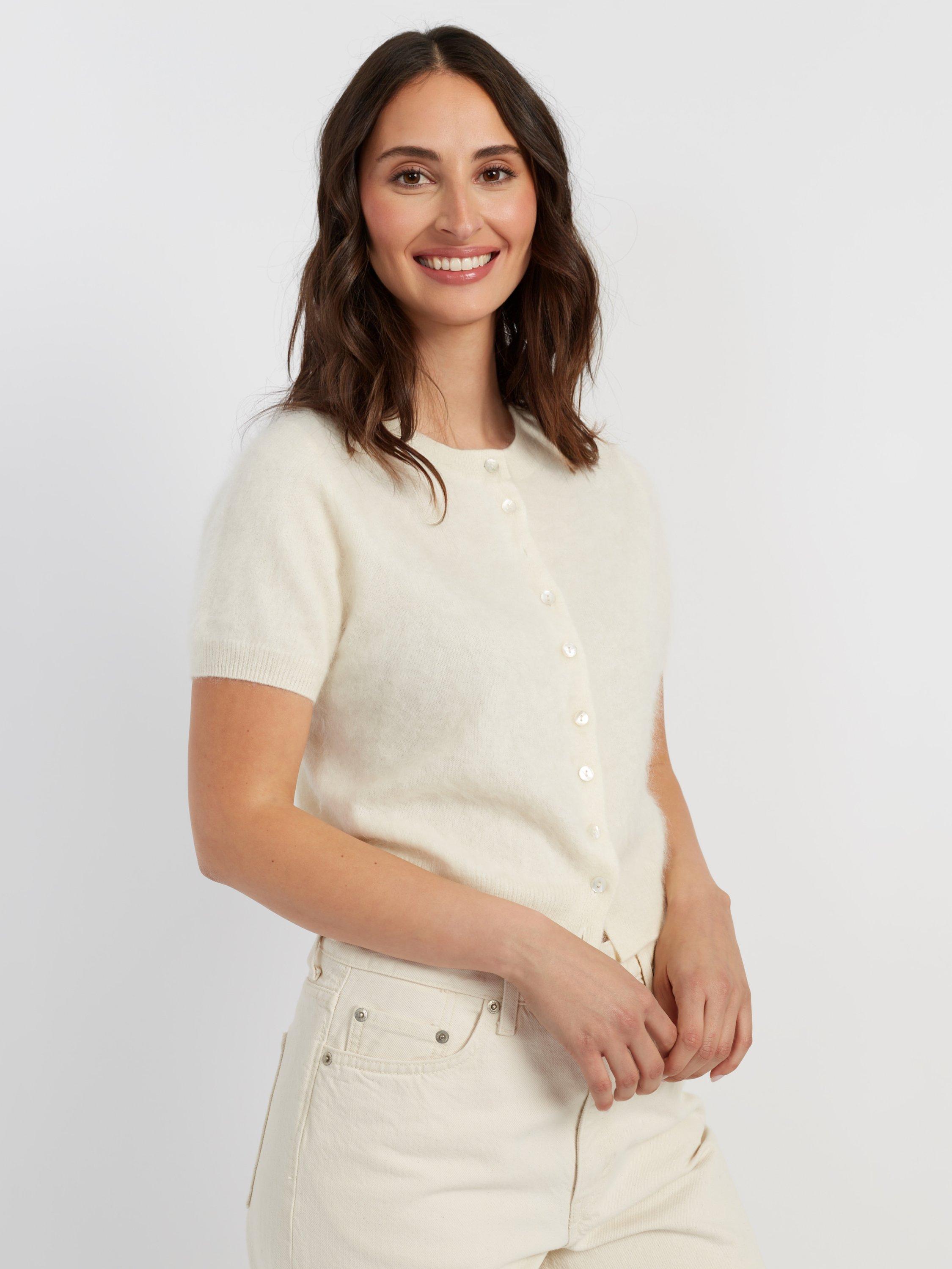 Product image 3 of 5, which shows Chinti & Parker Button Down Pure Brushed Cashmere Top, Cream, XS