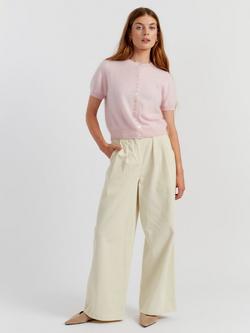 Chinti & Parker Button Down Pure Brushed Cashmere Top, Peachy Pink
