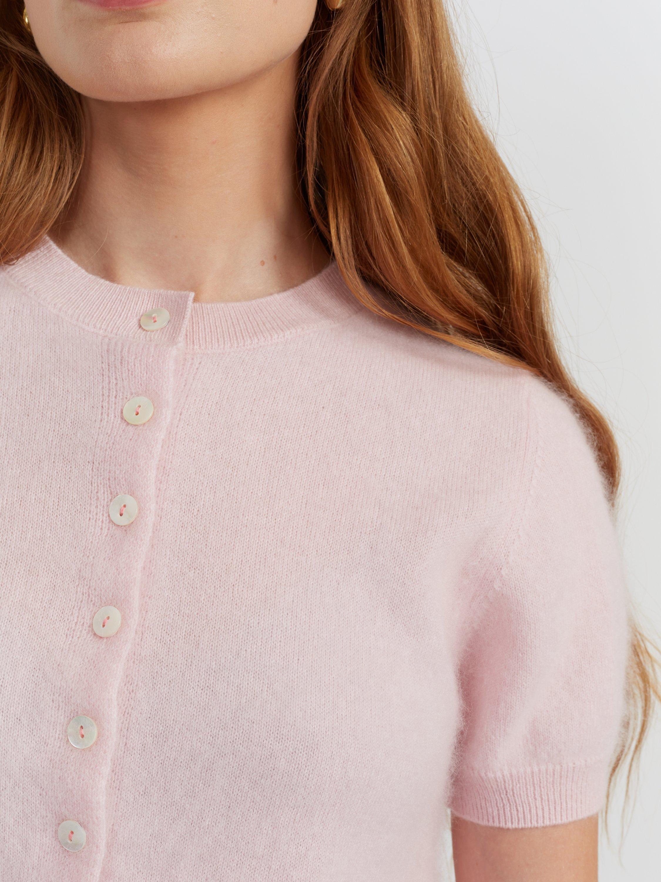 Product image 5 of 5, which shows Chinti & Parker Button Down Pure Brushed Cashmere Top, Peachy Pink, XS