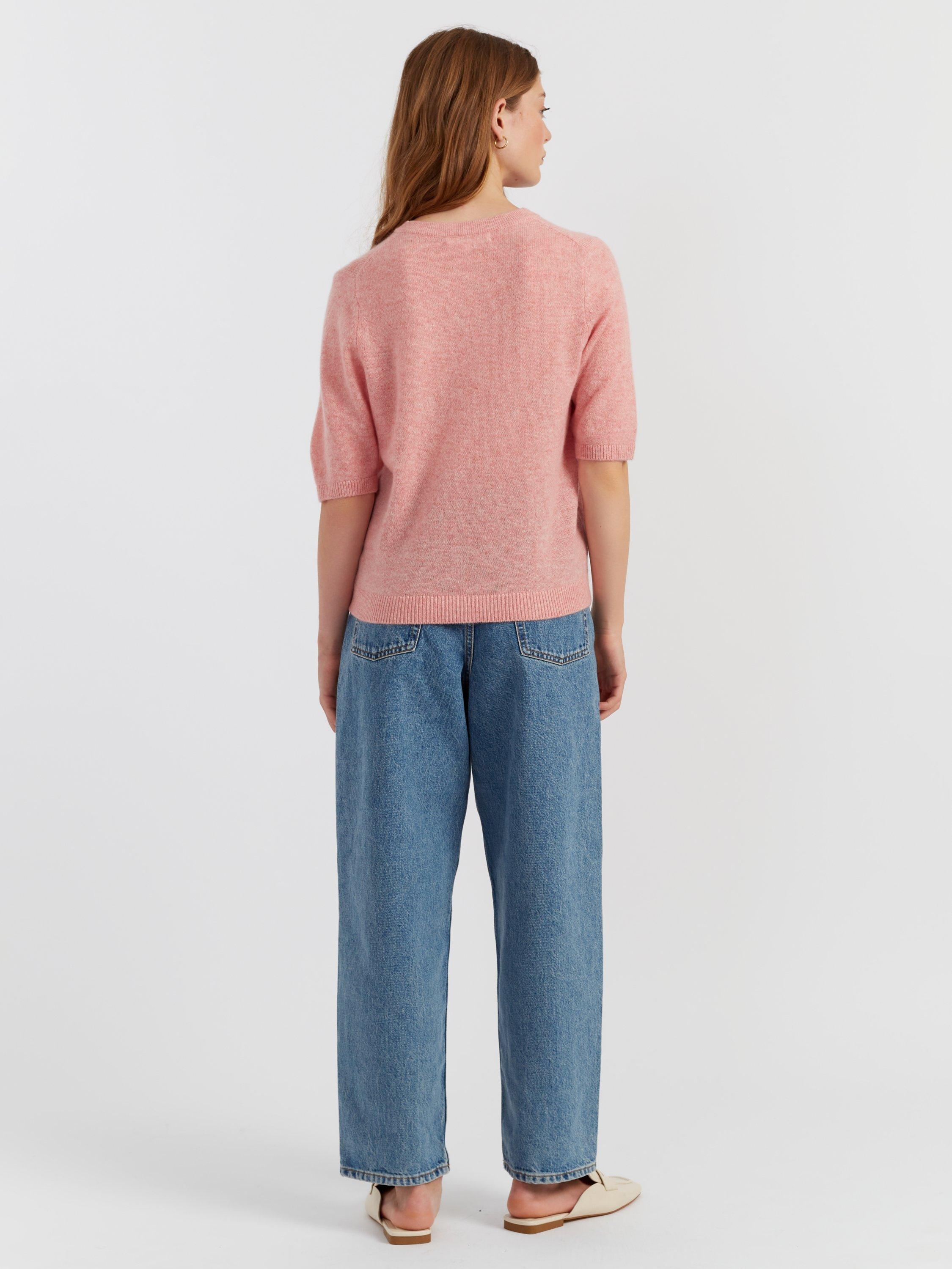 Product image 2 of 4, which shows Chinti & Parker Pure Cashmere Cloud Crew Neck T-Shirt, Pink Marl, XS