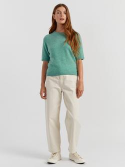 Chinti & Parker Pure Cashmere Cloud Crew Neck T-Shirt, Spearmint Melange