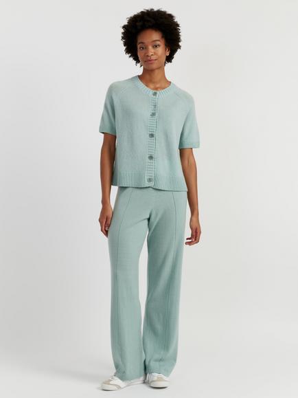 Chinti & Parker Short Sleeve Wool Rich Cardigan, Dusty Mint