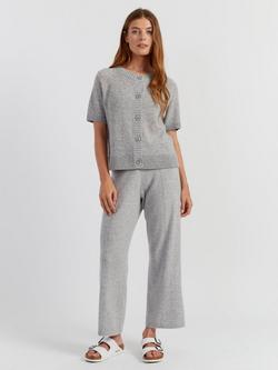 Chinti & Parker Short Sleeve Wool Rich Cardigan, Light Grey, Light Grey