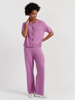 Chinti & Parker Short Sleeve Wool Rich Cardigan, Lilac