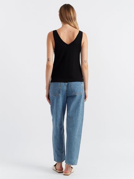 Chinti & Parker V-Neck Pure Wool Vest Top - view 2, Black