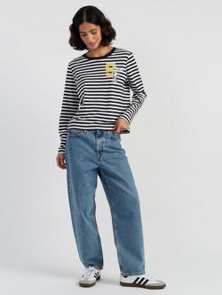 Chinti & Parker Snoopy Varsity Stripe Top, Navy/Cream, Navy/Cream