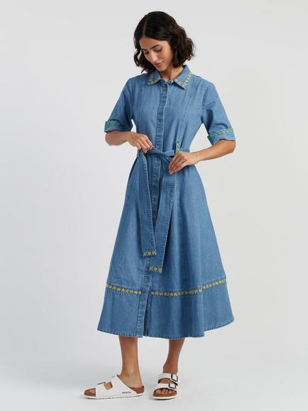 Chinti & Parker Buttercup Shirt Dress, Spring Blue, Spring Blue