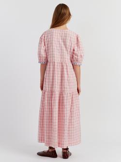 Chinti & Parker Daisy Gingham Linen Blend Dress, Pink Gingham - view 2, Pink Gingham