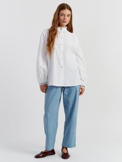 Chinti & Parker Frill Embroidered Shirt, Cream, Cream