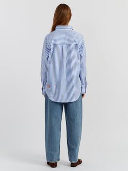 Chinti & Parker Embroidered Stripe Oxford Shirt, Blue Stripe - view 2, Blue Stripe