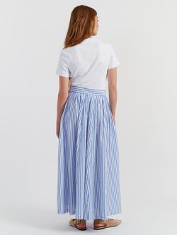 Chinti & Parker Oxford Stripe Midi Skirt, Blue Stripe - view 2, Blue Stripe