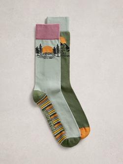 White Stuff Sunset Ankle Socks, Pack of 2, Blue/Multi, Blue/Multi