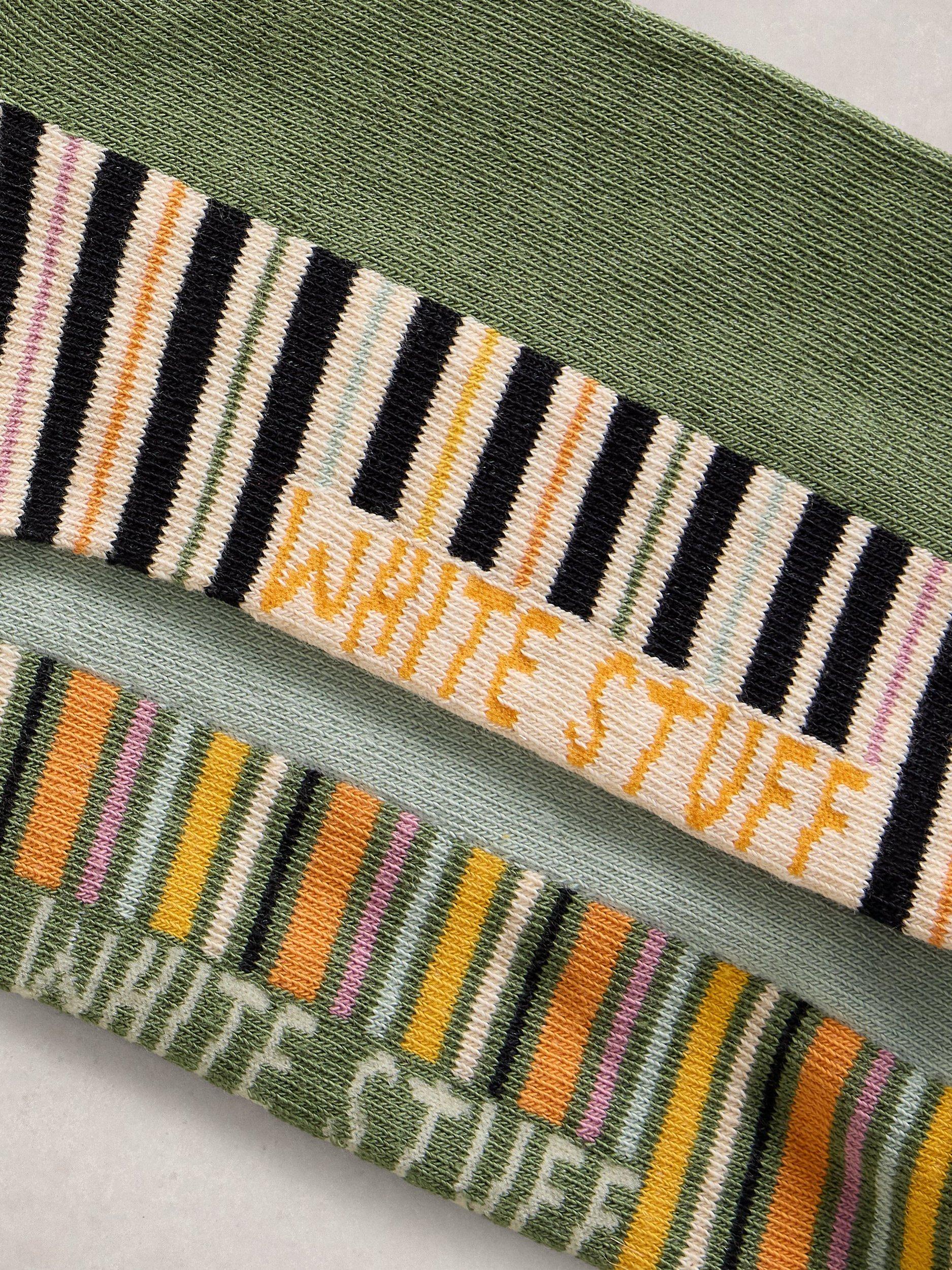 Product image 2 of 2, which shows White Stuff Sunset Ankle Socks, Pack of 2, Blue/Multi, 7-8.5