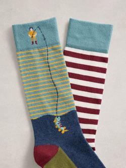 White Stuff Fisherman Stripe Ankle Socks, Pack of 2, Blue/Multi - view 2, Blue/Multi