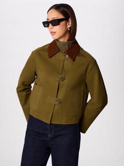 Whistles Corduroy Collar Barn Jacket, Khaki, Khaki