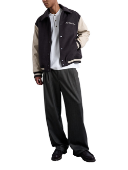 Topman Embroidered Varsity Jacket, Brown, Brown