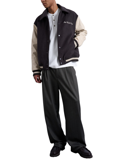 Topman Embroidered Varsity Jacket, Brown, Brown