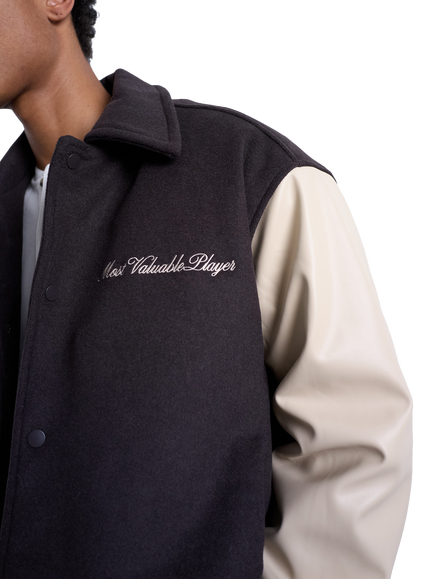 Topman Embroidered Varsity Jacket, Brown - view 2, Brown