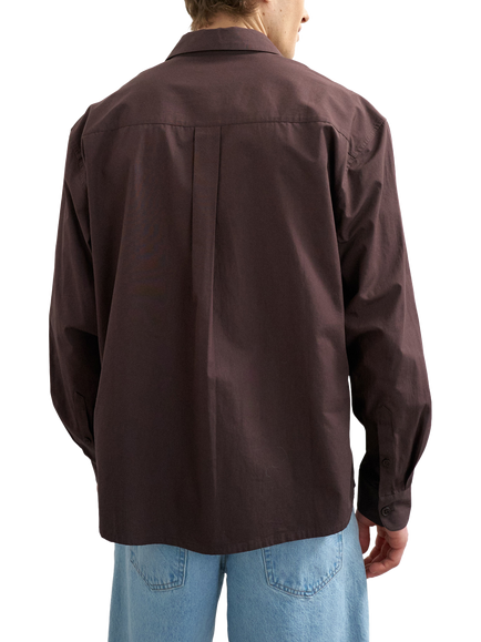 Topman Relaxed Fit Cotton Poplin Shirt - view 2, Brown