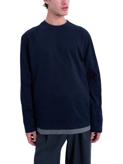Topman Cotton Long Sleeve Crew Neck T-Shirt, Charcoal
