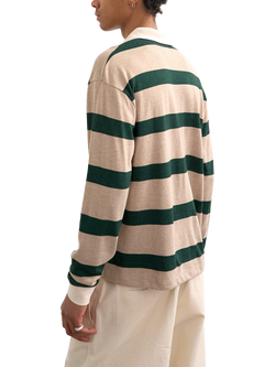 Topman Stripe Rugby Shirt, Stone & Green - view 2, Stone & Green