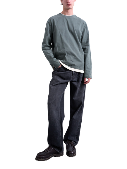 Topman Cotton Long Sleeve Crew Neck T-Shirt - view 2, Sage & Cream
