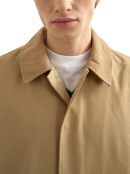 Topman Cord Collar Car Coat, Camel - view 2, Camel