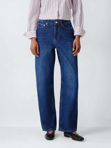John Lewis High Waist Wide Leg Jeans, Deep Blue