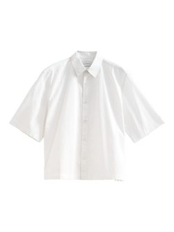 Topman Cropped Short Sleeve Cotton Poplin Shirt, White