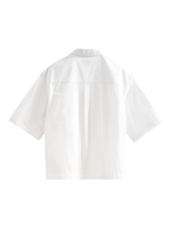 Topman Cropped Short Sleeve Cotton Poplin Shirt - view 2, White