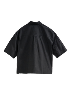 Topman Cropped Short Sleeve Cotton Poplin Shirt - view 2, Black