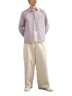 Topman Striped Cotton Relaxed Fit Shirt, Purple, Purple
