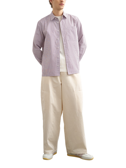 Topman Striped Cotton Relaxed Fit Shirt, Purple, Purple