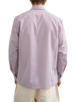 Topman Striped Cotton Relaxed Fit Shirt, Purple - view 2, Purple