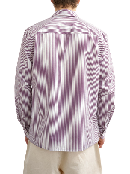 Topman Striped Cotton Relaxed Fit Shirt, Purple - view 2, Purple
