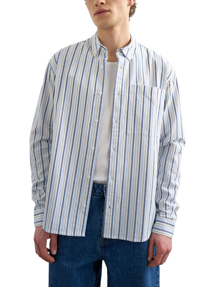 Topman Cotton Regular Fit Stripe Oxford Shirt, Multi, Multi