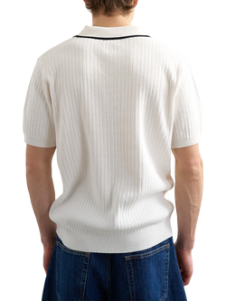 Topman Cotton Regular Fit Rib Knit Polo Shirt, White - view 2, White