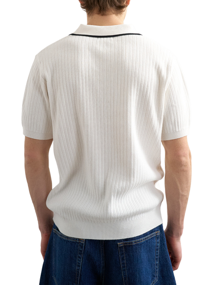 Topman Cotton Regular Fit Rib Knit Polo Shirt, White - view 2, White