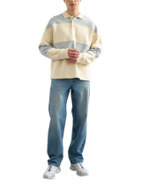Topman Rugby Stripe Cotton Sweatshirt, Blue/Cream