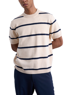 Topman Regular Fit Short Sleeve Stripe Knit T-Shirt, Ecru