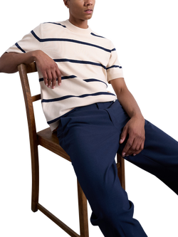 Topman Regular Fit Short Sleeve Stripe Knit T-Shirt - view 2, Ecru