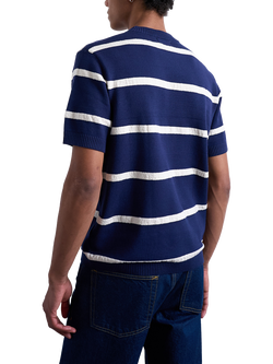 Topman Regular Fit Short Sleeve Stripe Knit T-Shirt - view 2, Navy