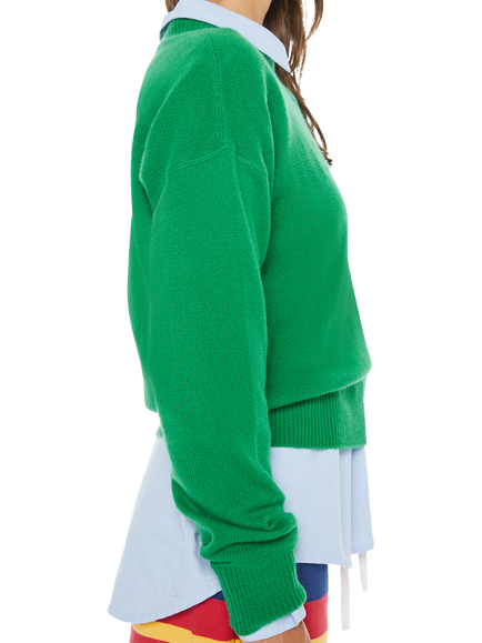 MOTHER The Logo Pure Cashmere Jumper, Green - view 2, Green