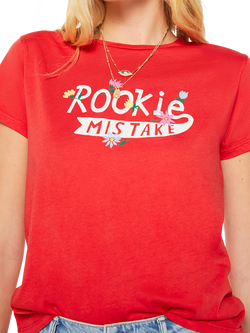 MOTHER Itty Bitty Ringer Rookie Mistake T-Shirt, Red - view 2, Red