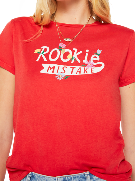 MOTHER Itty Bitty Ringer Rookie Mistake T-Shirt, Red - view 2, Red
