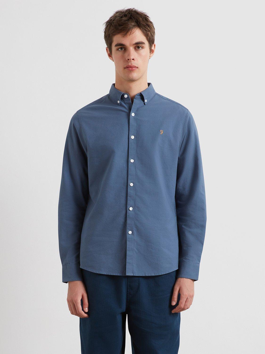 Product image 1 of 5, which shows Farah Brewer Cotton Regular Fit Shirt, River Bed, L