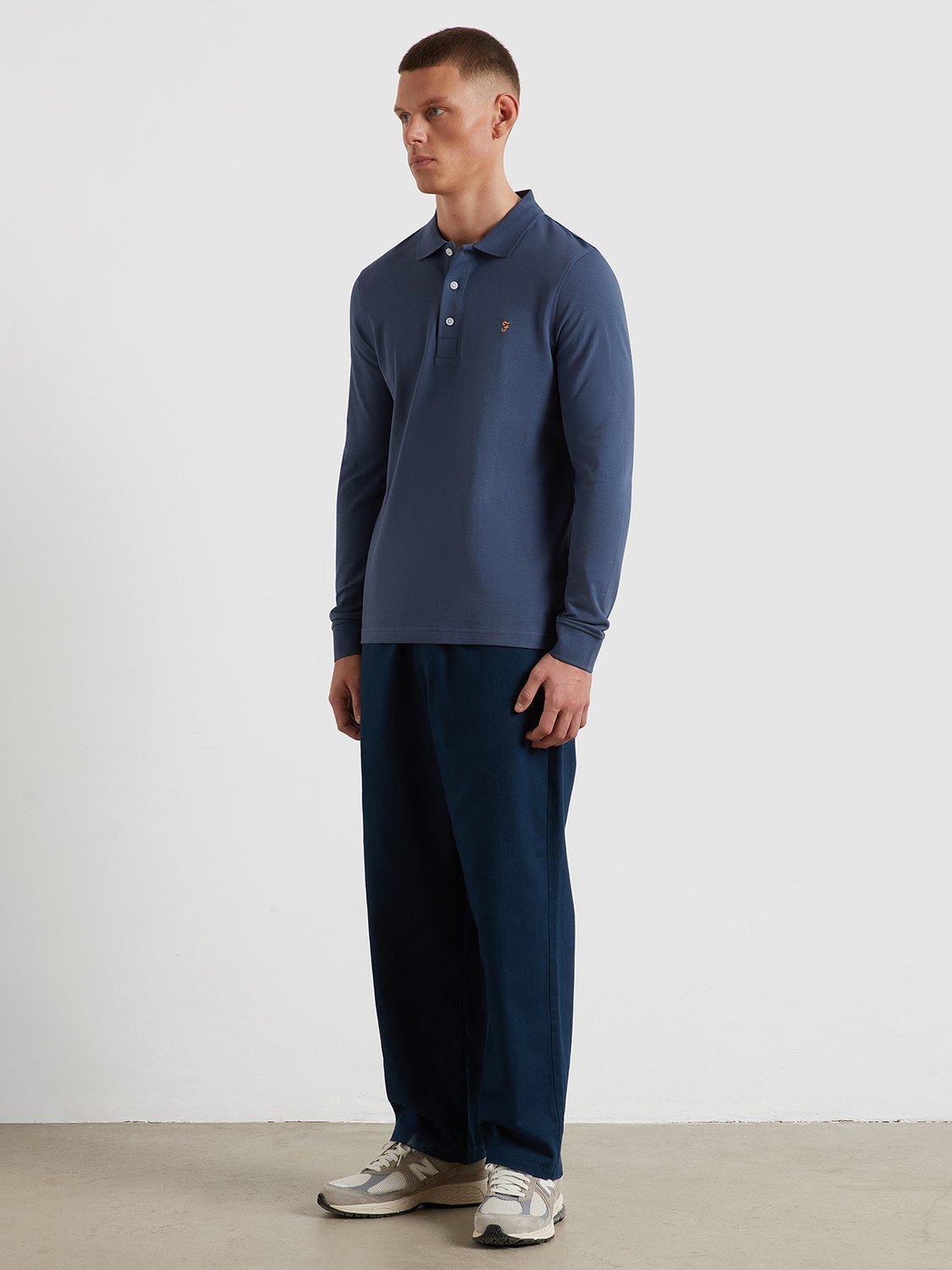 Product image 2 of 5, which shows Farah Blanes Long Sleeve Polo Top, River Bed, L