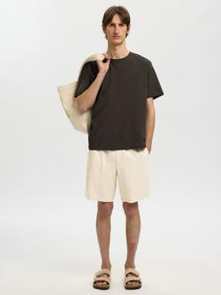 Selected Harvey Linen Cotton Blend Shorts, Birch, Birch
